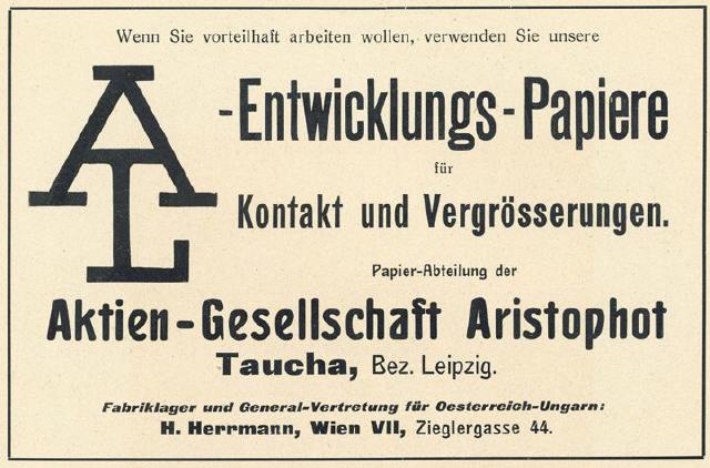 Aristophot Photo Paper advert 1908.