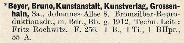 Bruno Beyer business listing in Klimsch 1914 direc