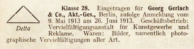 "Delta" trade registration for GG & Co. AG in 1913