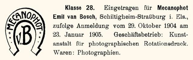 Mecanophot v.B. "Horseshoe" logo registration.