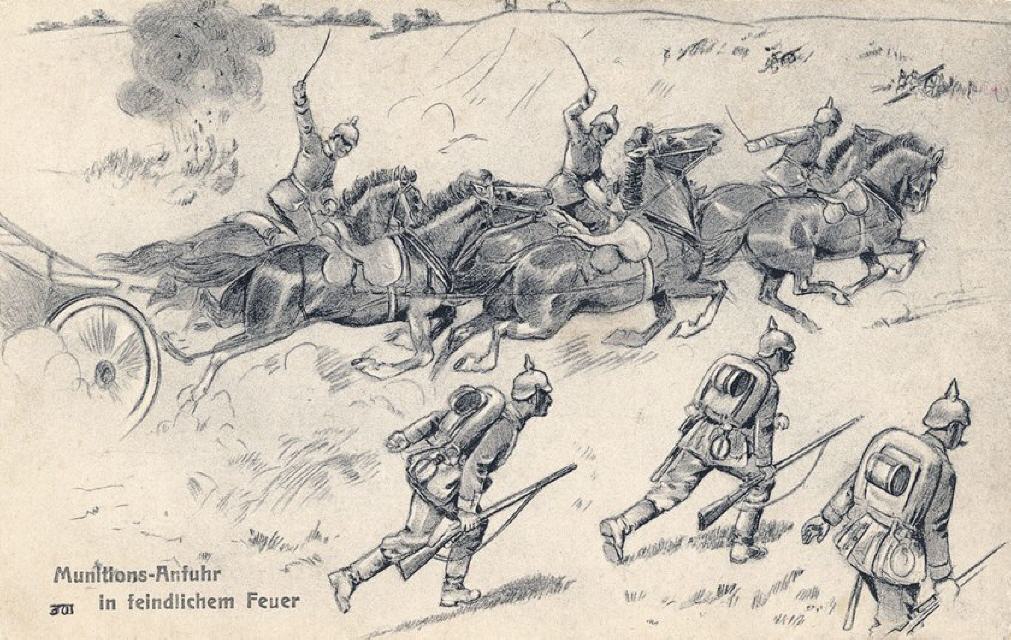 WW1 Germany. Drawing by Wunderlich.