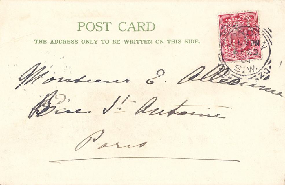 Early British Hoffmann address side layout.