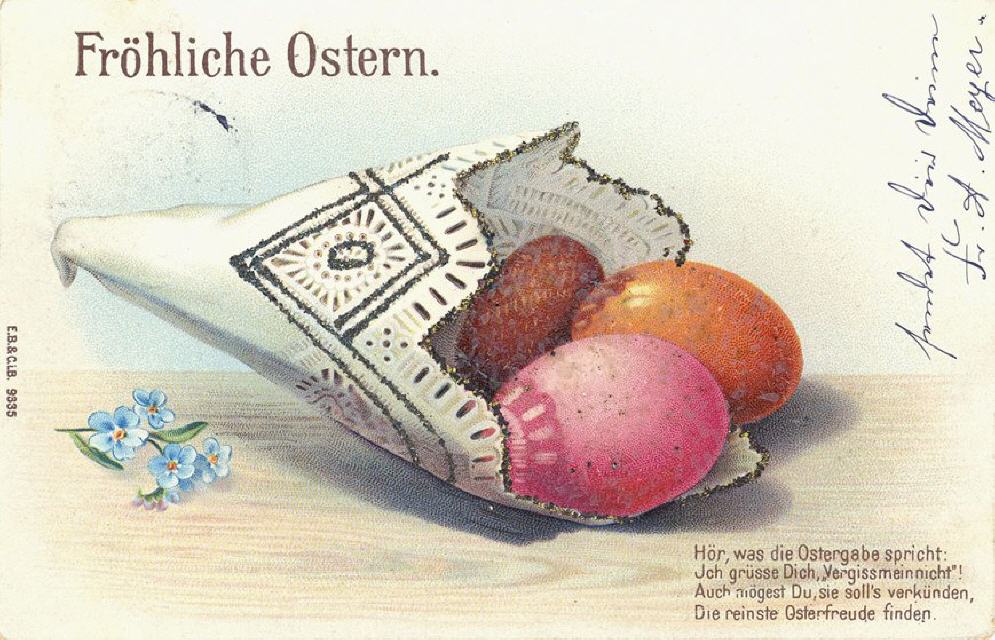 Buettner no 9335. Easter. With mica. Mailed 1901.