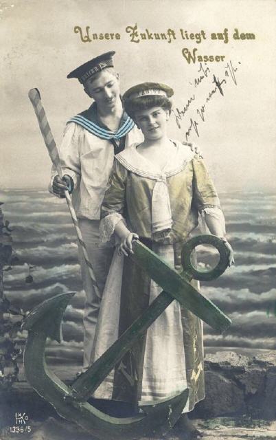 Krause ser 1336-5. German Navy related slogan.